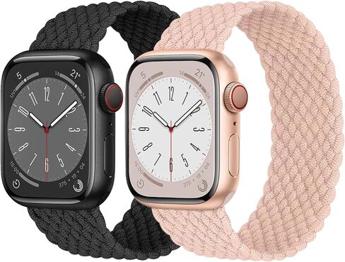 2 Pack Braided Solo Loop For Apple Watch Band 40mm 41mm 42mm 44m 45mm 46mm 38mm 49mm Ultra 2 Women men, Stretchy Woven Nylon Elastic scrunchie Strap Wristbands For iWatch Series 10/9/8/7/6/SE/5/4/3 in Saudi Arabia