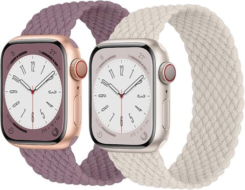 2 Pack Braided Solo Loop For Apple Watch Band 40mm 41mm 42mm 44m 45mm 46mm 38mm 49mm Ultra 2 Women men, Stretchy Woven Nylon Elastic scrunchie Strap Wristbands For iWatch Series 10/9/8/7/6/SE/5/4/3 in Saudi Arabia