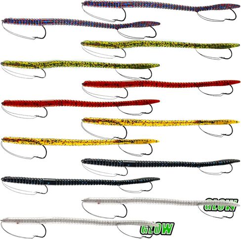 Fishing Lures Bass Lures, Weedless Pre Rigged Bionic Sinking Bass Fishing Lure Soft Plastic Swimbaits for Trout, Walleye, Crappie, Fishing Worm Swim Baits Minnows for Saltwater Freshwater in Saudi Arabia