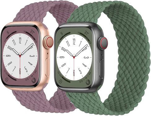 2 Pack Braided Solo Loop For Apple Watch Band 40mm 41mm 42mm 44m 45mm 46mm 38mm 49mm Ultra 2 Women men, Stretchy Woven Nylon Elastic scrunchie Strap Wristbands For iWatch Series 10/9/8/7/6/SE/5/4/3 in Saudi Arabia