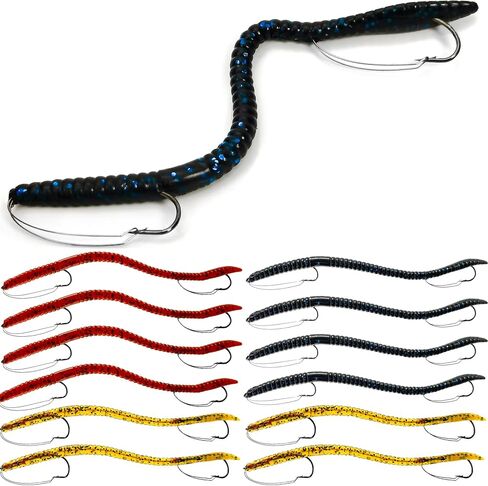 Fishing Lures Bass Lures, Weedless Pre Rigged Bionic Sinking Bass Fishing Lure Soft Plastic Swimbaits for Trout, Walleye, Crappie, Fishing Worm Swim Baits Minnows for Saltwater Freshwater in Saudi Arabia