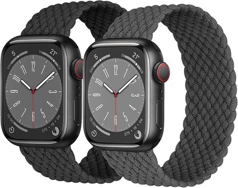 2 Pack Braided Solo Loop For Apple Watch Band 40mm 41mm 42mm 44m 45mm 46mm 38mm 49mm Ultra 2 Women men, Stretchy Woven Nylon Elastic scrunchie Strap Wristbands For iWatch Series 10/9/8/7/6/SE/5/4/3 in Saudi Arabia