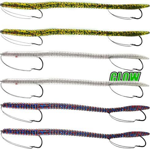 Fishing Lures Bass Lures, Weedless Pre Rigged Bionic Sinking Bass Fishing Lure Soft Plastic Swimbaits for Trout, Walleye, Crappie, Fishing Worm Swim Baits Minnows for Saltwater Freshwater in Saudi Arabia