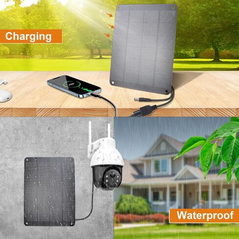 2Pack Solar Panel with Hook, 5V 6W High Performance Monocrystalline Module with DC Male Cable & 5V USB Solar Charger, Waterproof Panel for Security Camera,Mobile Phone,Small Fan,Charging Bank,Outdoor in Saudi Arabia