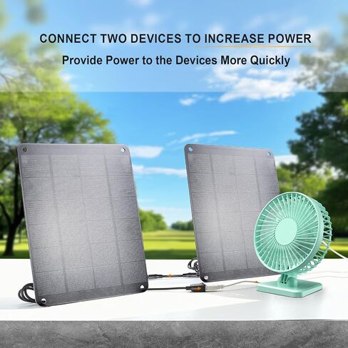 2Pack Solar Panel with Hook, 5V 6W High Performance Monocrystalline Module with DC Male Cable & 5V USB Solar Charger, Waterproof Panel for Security Camera,Mobile Phone,Small Fan,Charging Bank,Outdoor in Saudi Arabia