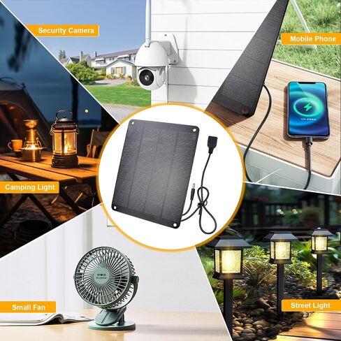 2Pack Solar Panel with Hook, 5V 6W High Performance Monocrystalline Module with DC Male Cable & 5V USB Solar Charger, Waterproof Panel for Security Camera,Mobile Phone,Small Fan,Charging Bank,Outdoor in Saudi Arabia