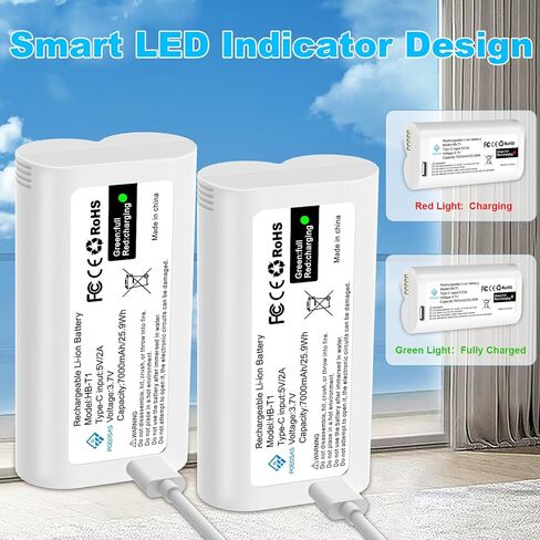 Rechargeable Batteries for Cam Pro, 7000mAh USB-C Removable Battery Pack WBAT1 Replacement, Compatible with WYZE Cam Pro 2K Camera (2-Pack) in Kuwait