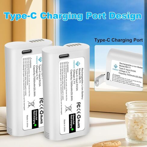 Rechargeable Batteries for Cam Pro, 7000mAh USB-C Removable Battery Pack WBAT1 Replacement, Compatible with WYZE Cam Pro 2K Camera (2-Pack) in Kuwait