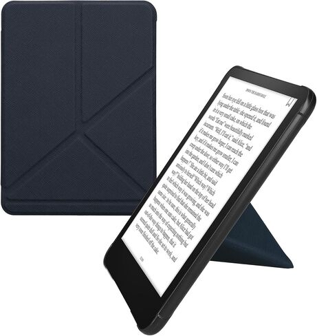 kwmobile Origami Case Compatible with Amazon Kindle Paperwhite (2024)/Colorsoft Case - Slim PU Leather Cover with Stand - Petrol in Saudi Arabia