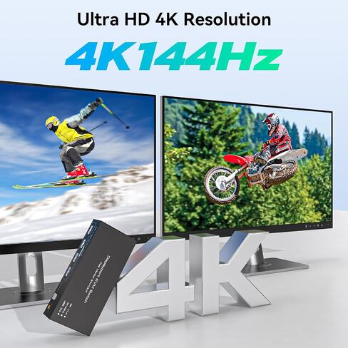 Displayport KVM Switch 2 Monitors 2 Computers 4K@144Hz USB3.0 KVM Switch for 2 Computers Share Dual Displays and 4 USB Devices Support Extended/Copy Mode with Desktop Controller in Saudi Arabia
