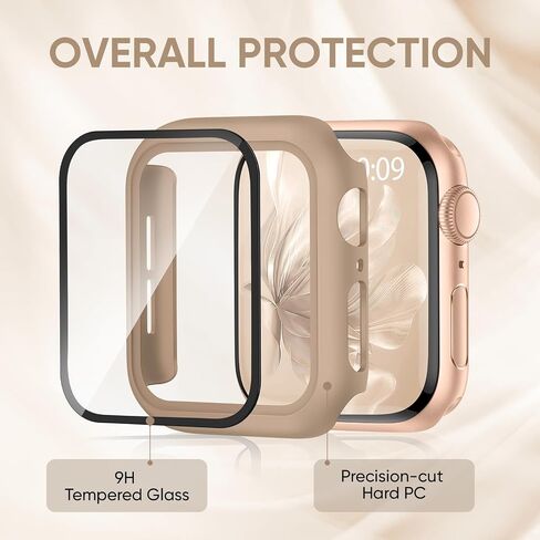 Braided Stretchy Band Compatible for Apple Watch Band and Case 40mm 41mm 42mm 44mm 45mm 46mm, Nylon Elastic Solo Loop and Protective Cover with Screen Protector for iWatch Series 10 9 8 7 SE 6 5 4 3 in Kuwait