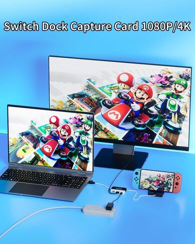 2 in 1 Switch TV Docking Station and Switch PC Capture Card for Nintendo Switch, 1080P 60FPS, Recommended Uses for Switch/PC/Mac/iPad/Steam/OBS in Saudi Arabia