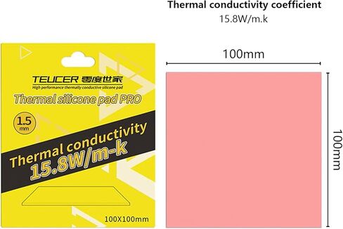 Thermal Pad 15.8 W/mK, 100x100x3mm, Non Conductive Heat Resistance High Temperature Resistance, Silicone Thermal Pads for PC Laptop PS4/PS5/CPU/GPU/Computer in Kuwait