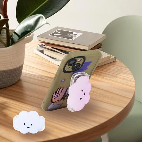 Phone Grip Cute 2D Cloud Shape Collapsible Expandable, Smartphone Tablet Cell Phone Grip Stand Holder (Pink) in Saudi Arabia