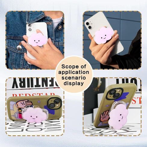 Phone Grip Cute 2D Cloud Shape Collapsible Expandable, Smartphone Tablet Cell Phone Grip Stand Holder (Pink) in Saudi Arabia