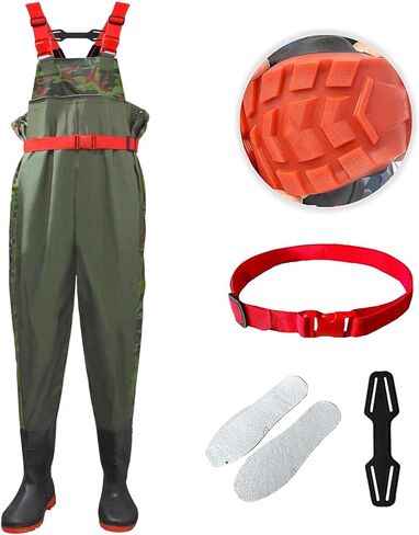 Chest Waders with Boots, Fishing Hunting Waders,Wading Boot Nylon PVC Waterproof for Fly Fishing Waders Men & Women in Kuwait