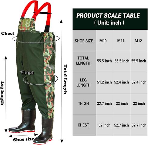 Chest Waders with Boots, Fishing Hunting Waders,Wading Boot Nylon PVC Waterproof for Fly Fishing Waders Men & Women in Kuwait