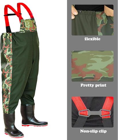 Chest Waders with Boots, Fishing Hunting Waders,Wading Boot Nylon PVC Waterproof for Fly Fishing Waders Men & Women in Kuwait