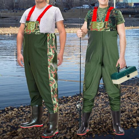 Chest Waders with Boots, Fishing Hunting Waders,Wading Boot Nylon PVC Waterproof for Fly Fishing Waders Men & Women in Kuwait