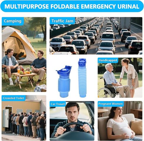 Adjustable Pee Bottles for Men Women, Portable Urinal Pocket Toilet Urine Bottle with Sealed Lid, Collapsible Urinals for Camping Car Travel Traffic Jam - 2 PCS in Saudi Arabia