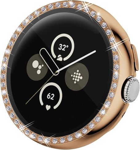 Screen Protector Case Compatible with Google Pixel Watch 3 41mm 45mm Bling Rhinestone Case Hard PC Full Protective Cover with Tempered Glass Film for Pixel Watch 3 Accessories(Silver, 41mm) in Saudi Arabia