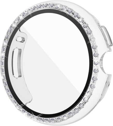 Screen Protector Case Compatible with Google Pixel Watch 3 41mm 45mm Bling Rhinestone Case Hard PC Full Protective Cover with Tempered Glass Film for Pixel Watch 3 Accessories(Silver, 41mm) in Saudi Arabia