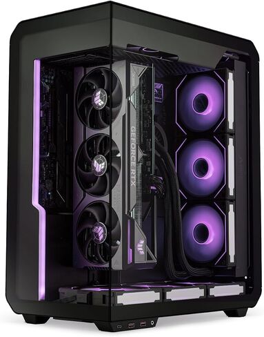 SSUPD Xhuttle White ATX Mid Tower Gaming Case, with a Dual - Chamber Design, Panoramic Tempered Glass,Vertical GPU Airflow, Includes 3 x 120mm ARGB Reverse Fan, RGB Strip (White) in Saudi Arabia