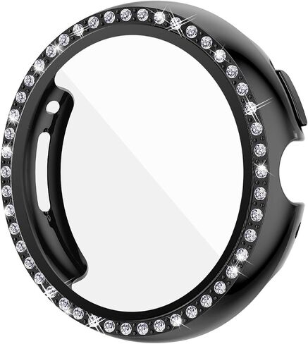 Screen Protector Case Compatible with Google Pixel Watch 3 41mm 45mm Bling Rhinestone Case Hard PC Full Protective Cover with Tempered Glass Film for Pixel Watch 3 Accessories(Silver, 41mm) in Saudi Arabia