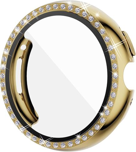 Screen Protector Case Compatible with Google Pixel Watch 3 41mm 45mm Bling Rhinestone Case Hard PC Full Protective Cover with Tempered Glass Film for Pixel Watch 3 Accessories(Silver, 41mm) in Saudi Arabia