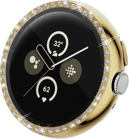 Screen Protector Case Compatible with Google Pixel Watch 3 41mm 45mm Bling Rhinestone Case Hard PC Full Protective Cover with Tempered Glass Film for Pixel Watch 3 Accessories(Silver, 41mm) in Saudi Arabia