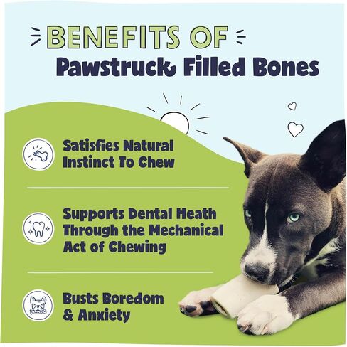 Pawstruck Small 3" Filled Dog Bones Variety Pack - Peanut Butter, Cheese & Bacon, Beef Flavors - Made in USA Long Lasting Stuffed Femur Treat for Aggressive Chewers - Pack of 3 - Packaging May Vary in Saudi Arabia