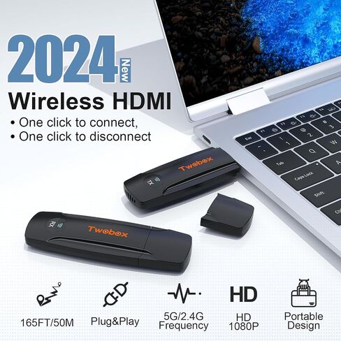 Wireless HDMI Transmitter and Receiver, Plug & Play 2.4G/5G Wireless HDMI Sender Extender, 4K Decode 1080P Output Portable Transmitter and Receiver Compatible with PC/Laptop/Camera/Projector/TV Box in Saudi Arabia