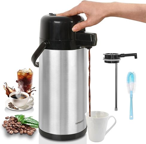 Airpot Tea Dispenser with Pump,3L/102 Oz Thermal Beverage Coffee Dispenser with Tea Filter for Party Chocolate Drinks Stainless Steel Thermos Large Thermal Hot Drink, Pump Action Airpot for Hot/Cold in Saudi Arabia