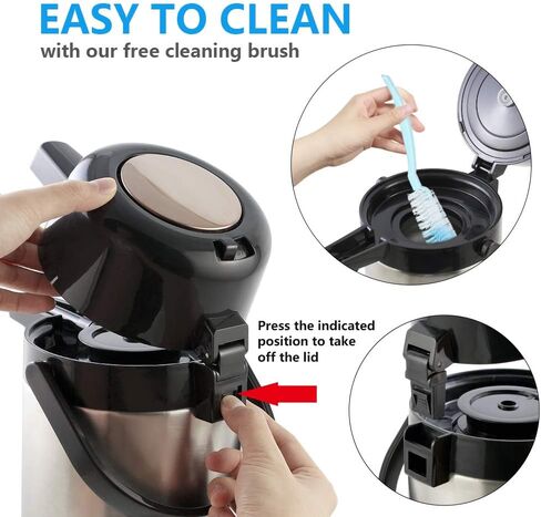 Airpot Tea Dispenser with Pump,3L/102 Oz Thermal Beverage Coffee Dispenser with Tea Filter for Party Chocolate Drinks Stainless Steel Thermos Large Thermal Hot Drink, Pump Action Airpot for Hot/Cold in Saudi Arabia