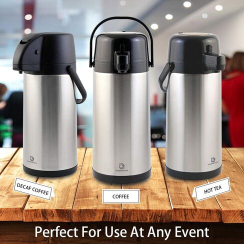 Airpot Tea Dispenser with Pump,3L/102 Oz Thermal Beverage Coffee Dispenser with Tea Filter for Party Chocolate Drinks Stainless Steel Thermos Large Thermal Hot Drink, Pump Action Airpot for Hot/Cold in Saudi Arabia