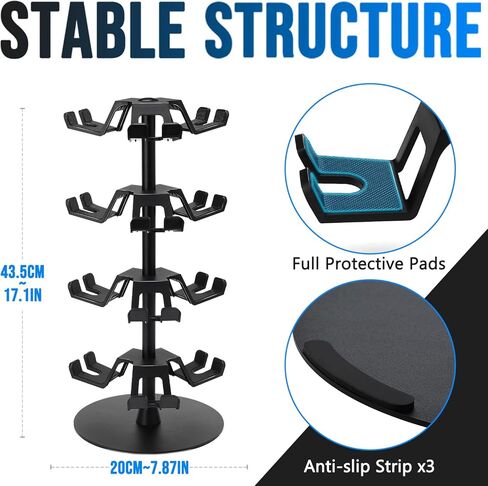 Universal Controller Holder and Headphone Stand for Switch, PS5, PS4, Xbox Series X|S – 4-Tier Rotatable Controller Stand and Headset Holder, Holds Up to 12 Controllers – Gaming Stuff in Kuwait