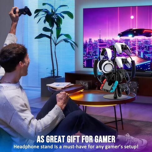 Universal Controller Holder and Headphone Stand for Switch, PS5, PS4, Xbox Series X|S – 4-Tier Rotatable Controller Stand and Headset Holder, Holds Up to 12 Controllers – Gaming Stuff in Kuwait