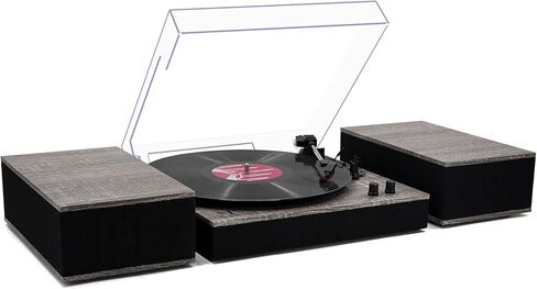 MPK Bluetooth Record Player ، نظام HIFI Durntable مع مكبرات صوت رفك الكتب ، دوار الفينيل ثلاثي السرعة فينيل لسجلات الفينيل مع تشغيل لاسلكي وتوقف تلقائي ، خشب أصفر ، in Saudi Arabia