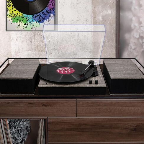 MPK Bluetooth Record Player ، نظام HIFI Durntable مع مكبرات صوت رفك الكتب ، دوار الفينيل ثلاثي السرعة فينيل لسجلات الفينيل مع تشغيل لاسلكي وتوقف تلقائي ، خشب أصفر ، in Saudi Arabia