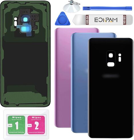 Back Glass Replacement for Samsung Galaxy S9+ Plus SM-G965 Back Cover Rear Housing with Camera Lens + Repair Tool Kit Genuine Rear Glass (Purple) in Saudi Arabia