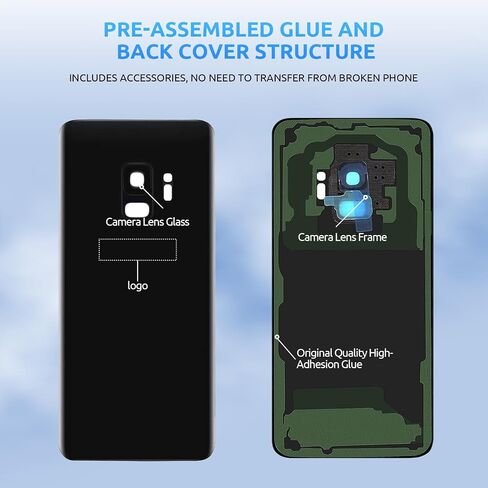 Back Glass Replacement for Samsung Galaxy S9+ Plus SM-G965 Back Cover Rear Housing with Camera Lens + Repair Tool Kit Genuine Rear Glass (Purple) in Saudi Arabia