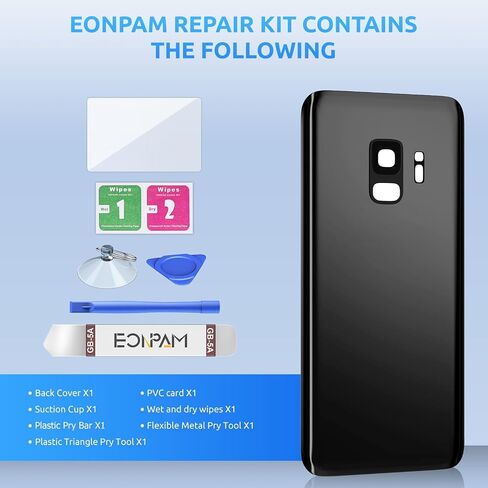 Back Glass Replacement for Samsung Galaxy S9+ Plus SM-G965 Back Cover Rear Housing with Camera Lens + Repair Tool Kit Genuine Rear Glass (Purple) in Saudi Arabia