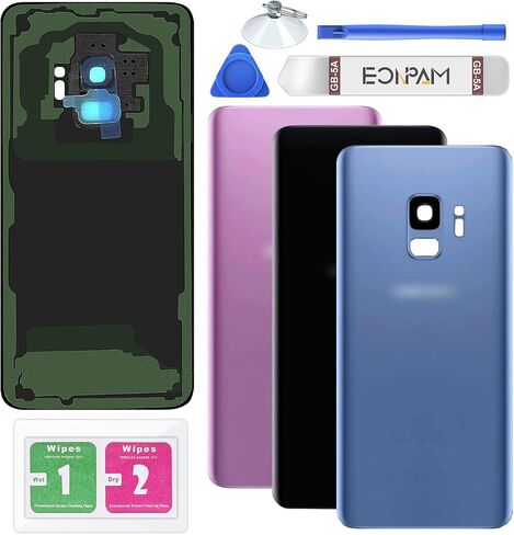 Back Glass Replacement for Samsung Galaxy S9+ Plus SM-G965 Back Cover Rear Housing with Camera Lens + Repair Tool Kit Genuine Rear Glass (Purple) in Saudi Arabia