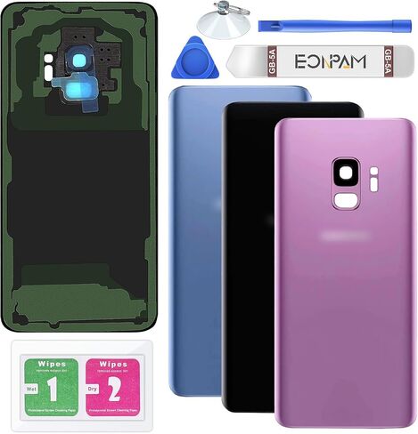 Back Glass Replacement for Samsung Galaxy S9+ Plus SM-G965 Back Cover Rear Housing with Camera Lens + Repair Tool Kit Genuine Rear Glass (Purple) in Saudi Arabia