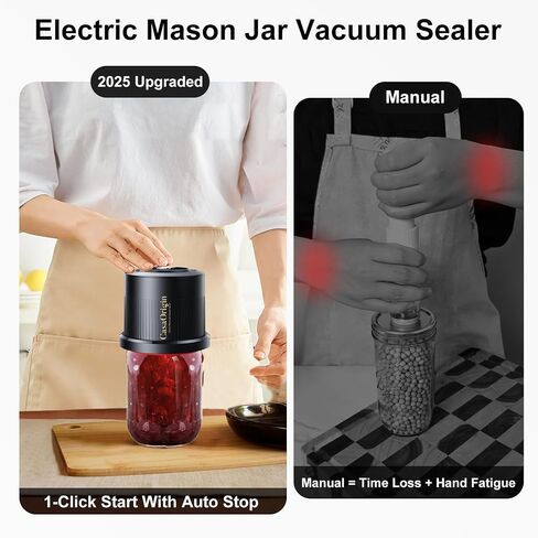 Electric Mason Jar Vacuum Sealer Kit with 10 Canner lids and Can Opener for Regular and Wide Mouth Jars in Saudi Arabia