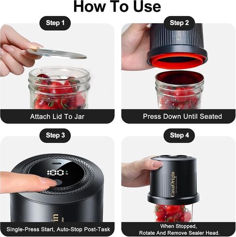 Electric Mason Jar Vacuum Sealer Kit with 10 Canner lids and Can Opener for Regular and Wide Mouth Jars in Saudi Arabia