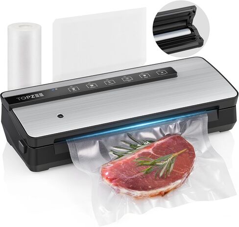 Vacuum Sealer for Food -90kpa Vacuum Sealer Machine with Bags Storage and Built-in Cutter, Food Sealer with External Vac Function, Dry Moist Modes, Bag Roll included, Stainless Steel in Saudi Arabia