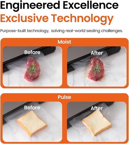 Vacuum Sealer for Food -90kpa Vacuum Sealer Machine with Bags Storage and Built-in Cutter, Food Sealer with External Vac Function, Dry Moist Modes, Bag Roll included, Stainless Steel in Saudi Arabia