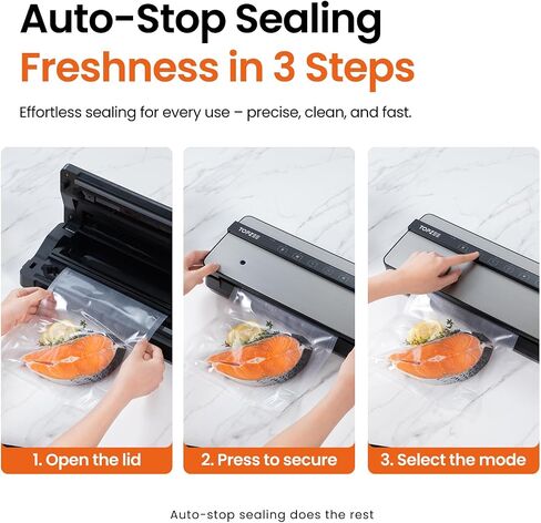 Vacuum Sealer for Food -90kpa Vacuum Sealer Machine with Bags Storage and Built-in Cutter, Food Sealer with External Vac Function, Dry Moist Modes, Bag Roll included, Stainless Steel in Saudi Arabia