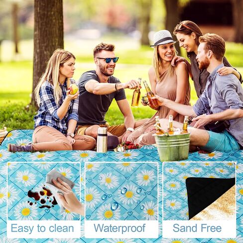 Picnic Blanket Extra Large(79" x 82"), 3-Layer Thickening Camping Blanket, Machine Washable Outdoor Blanket, Wear-Resistant, Soft and Comfortable, Sandproof Beach Mat for Beach, Park, Lawn in Saudi Arabia